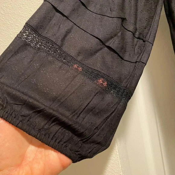 Liverpool women’s black BoHo Viscose long sleeve tassel oversized, comfortable S - Picture 3 of 11